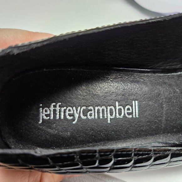 Jeffrey Campbell Viona Pointed Toe Loafers Shoes Black Women’s Size 5 Croc - Picture 10 of 11